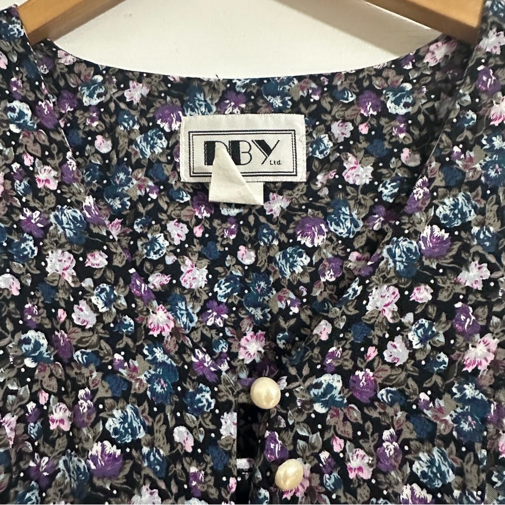 Vintage DBY Ltd Floral Maxi Dress Cottagecore Button Front Rayon Size 5/XS - Picture 5 of 11